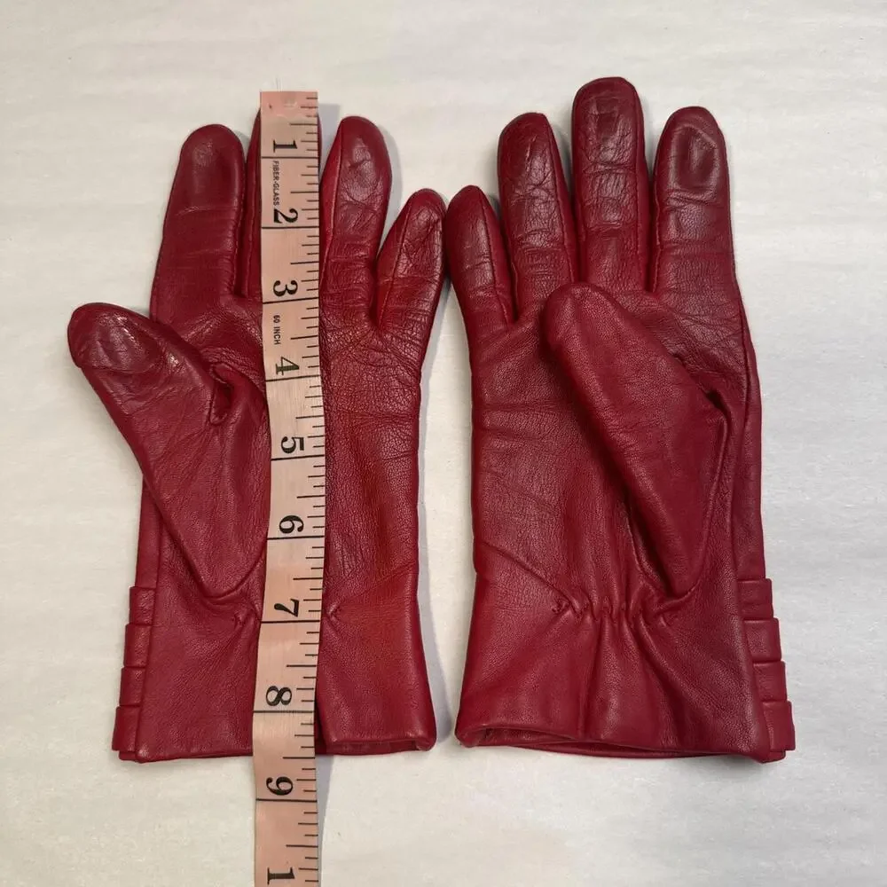 Vintage Echo Cherry Red‎ Genuine Leather Gloves size M